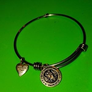 Vintage silver St Christopher protect us bracelet~Watch over me
